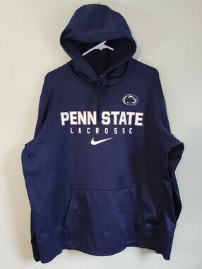 Nike Dri Fit PENN STATE Nittany Lions Lacrosse Hoodie Sweatshirt Navy Mens XXL